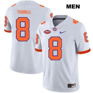 Avieon Terrell Tigers Mens #8 College Football Stitched Jersey - White 528513-100