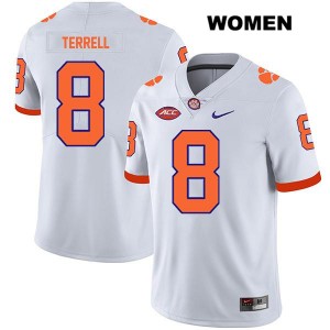 Avieon Terrell Tigers College Football #8 Womens Stitched Jersey - White 658376-311