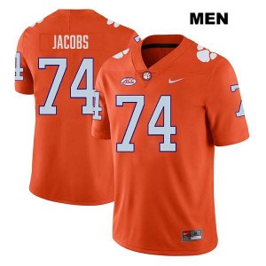 Brayden Jacobs Clemson Men's Stitched #74 College Football Jersey - Orange 904265-563