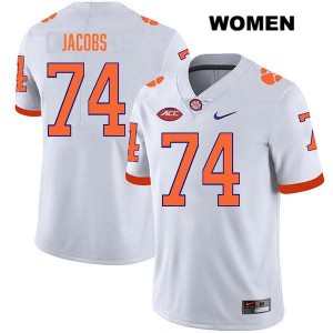 Brayden Jacobs Tigers College Football Stitched #74 Womens Jersey - White 483394-847