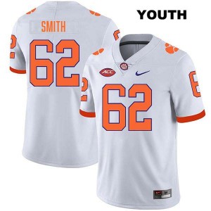 Bryce Smith CLEM Stitched #62 College Football Youth Jersey - White 744634-760