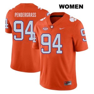 Chapman Pendergrass Clemson University #94 Stitched College Football Womens Jersey - Orange 191987-987