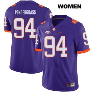 Chapman Pendergrass Clemson Tigers #94 College Football Women's Stitched Jersey - Purple 229219-508