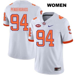 Chapman Pendergrass Clemson Stitched Womens #94 College Football Jersey - White 778499-520