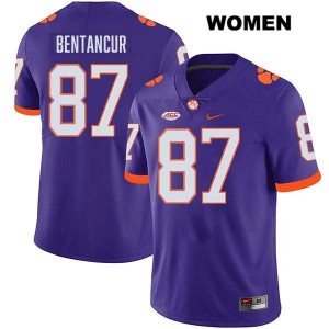 Christian Bentancur Clemson Tigers Women #87 Stitched College Football Jersey - Purple 779259-498