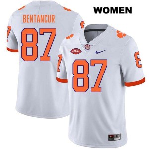 Christian Bentancur Clemson Tigers Women Stitched #87 College Football Jersey - White 548299-424