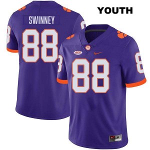 Clay Swinney CLEM #88 Youth Stitched College Football Jersey - Purple 771908-913