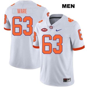 Easton Ware Clemson #63 College Football Men Stitched Jersey - White 688370-945