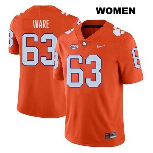 Easton Ware Tiger Town #63 Stitched College Football Womens Jersey - Orange 224088-540