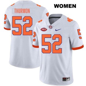 Elyjah Thurmon Clemson Tigers Women College Football #52 Stitched Jersey - White 690548-612