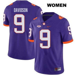 Gideon Davidson CLEM College Football Women's #9 Stitched Jersey - Purple 330100-436