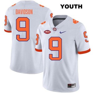 Gideon Davidson CLEM Stitched Youth #9 College Football Jersey - White 648836-963