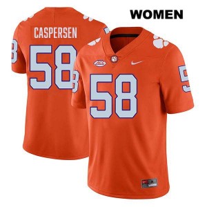 Holden Caspersen Tigers Stitched College Football #58 Womens Jersey - Orange 561352-958