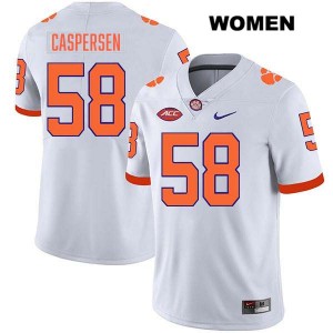 Holden Caspersen Tigers Stitched Womens #58 College Football Jersey - White 310292-275