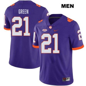 Jarvis Green Clemson Tigers College Football Stitched Men #21 Jersey - Purple 386171-143