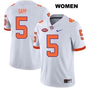 Josh Sapp Clemson University Stitched #5 Womens College Football Jersey - White 173167-278