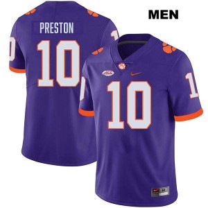 Juju Preston Tigers #10 Men's College Football Stitched Jersey - Purple 205996-773