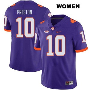 Juju Preston Tiger Town #10 Stitched College Football Womens Jersey - Purple 200349-469