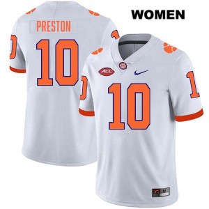 Juju Preston Clemson College Football Stitched Womens #10 Jersey - White 638549-407