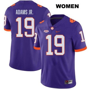 Keith Adams Jr. Tiger Town #19 Stitched College Football Womens Jersey - Purple 477206-489