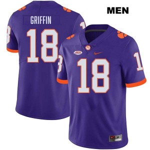 Kylon Griffin Clemson University Stitched College Football Men's #18 Jersey - Purple 581119-878
