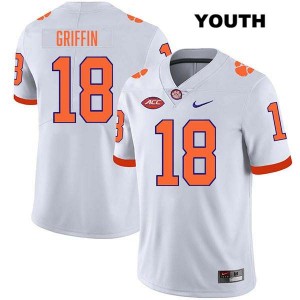 Kylon Griffin Tigers Youth Stitched #18 College Football Jersey - White 215458-786