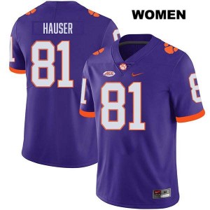 Nolan Hauser CLEM #81 Stitched College Football Women's Jersey - Purple 269393-779