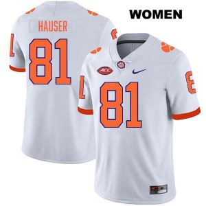 Nolan Hauser Clemson Tigers Stitched #81 Women's College Football Jersey - White 134749-435