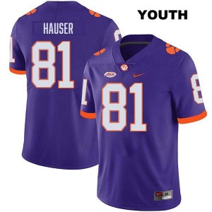 Nolan Hauser Clemson Tigers #81 Youth College Football Stitched Jersey - Purple 367438-737