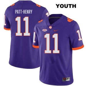 Olsen Patt-Henry Clemson Tigers College Football #11 Stitched Youth Jersey - Purple 445321-175