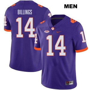 Rob Billings Tiger Town Stitched College Football #14 Mens Jersey - Purple 937483-585