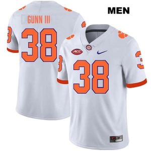 Robert Gunn III Tigers Men's #38 College Football Stitched Jersey - White 414051-236