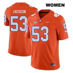 Ryan Linthicum Clemson University #53 Stitched College Football Women's Jersey - Orange 399983-793