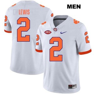 Shelton Lewis CLEM College Football Men's Stitched #2 Jersey - White 322941-266