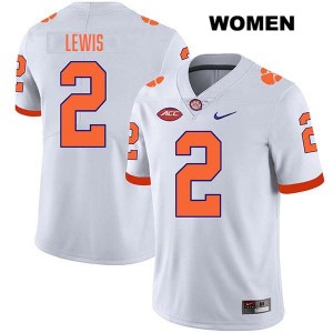 Shelton Lewis CLEM Stitched Womens #2 College Football Jersey - White 357248-568