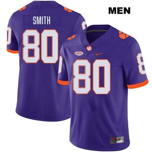 Tristan Smith CLEM College Football #80 Stitched Men Jersey - Purple 263305-458