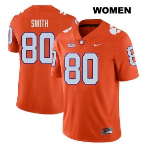 Tristan Smith Clemson University College Football Stitched #80 Womens Jersey - Orange 627789-327