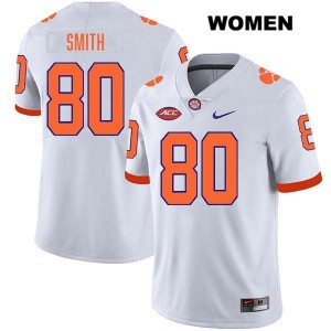 Tristan Smith Clemson Tigers #80 Women Stitched College Football Jersey - White 492147-634