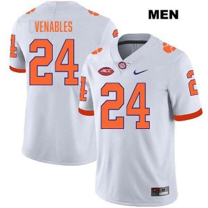 Tyler Venables Tigers Stitched College Football Mens #24 Jersey - White 304075-830