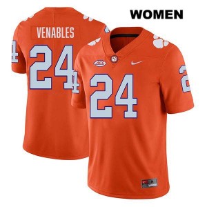 Tyler Venables Clemson University Stitched Women #24 College Football Jersey - Orange 740566-364