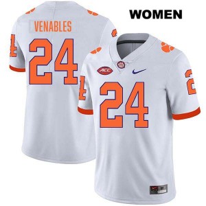 Tyler Venables Clemson College Football Women's Stitched #24 Jersey - White 638726-316