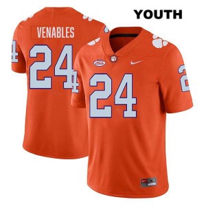 Tyler Venables Clemson College Football #24 Youth Stitched Jersey - Orange 476153-987