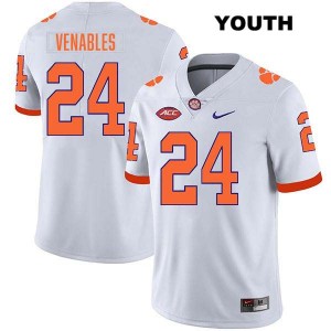 Tyler Venables Tiger Town Youth College Football Stitched #24 Jersey - White 944654-702