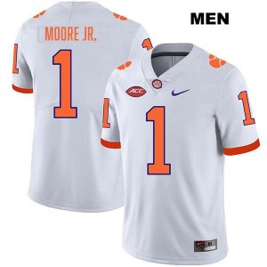 T.J. Moore Tigers Stitched #1 Men's College Football Jersey - White 858080-986
