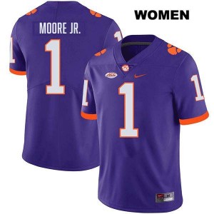 T.J. Moore Clemson Tigers Womens Stitched #1 College Football Jersey - Purple 913422-695