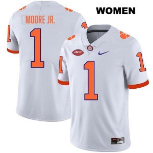 T.J. Moore Clemson University #1 Stitched College Football Women's Jersey - White 530723-103