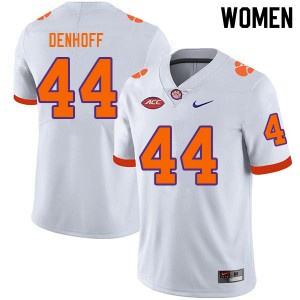 Cade Denhoff Tigers Official College Football Women #44 Jersey - White 881557-713