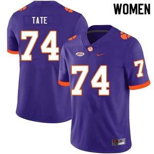 Marcus Tate CLEM #74 College Football University Women's Jersey - Purple 104040-336