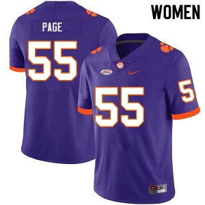 Payton Page Tigers College Football #55 NCAA Womens Jersey - Purple 830132-728