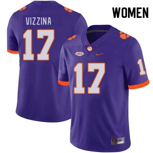 Christopher Vizzina Clemson Tigers Stitched College Football Women's #17 Jersey - Purple 468337-634
